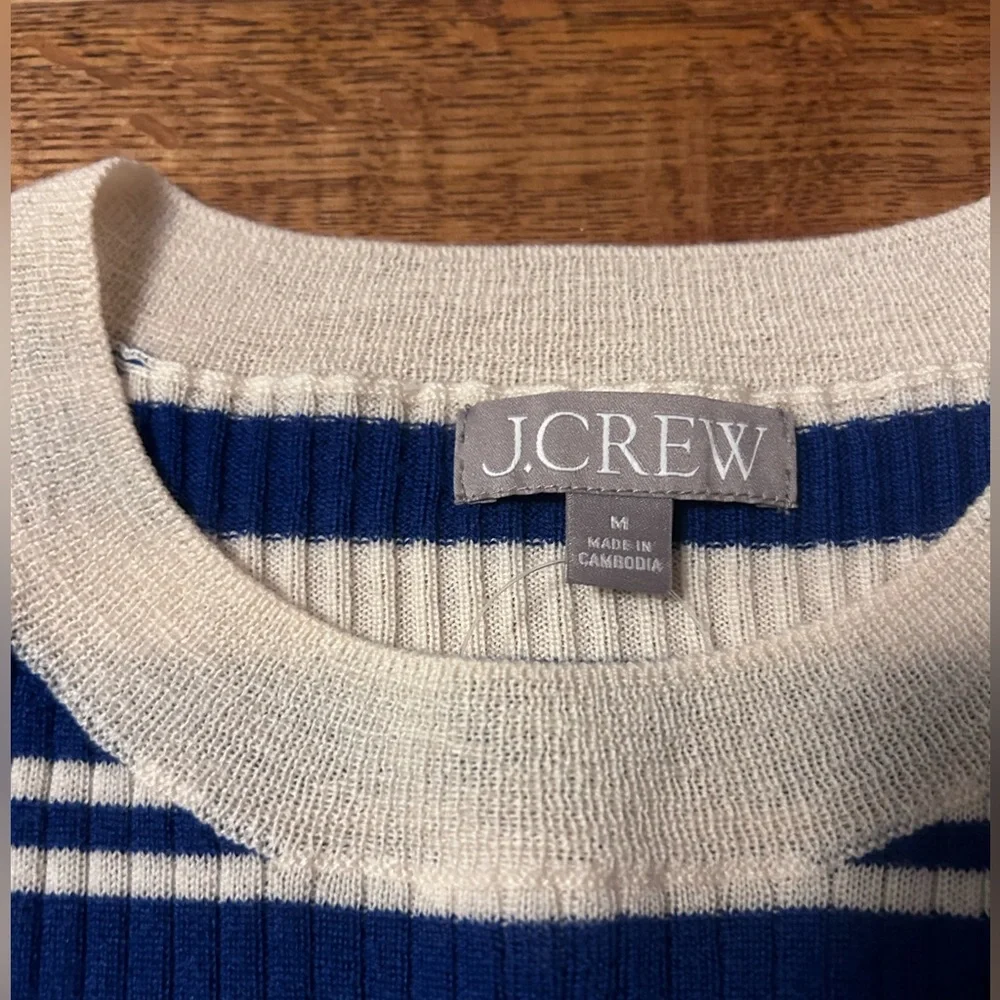 J. Crew Carolyn three-quarter sleeve sweater in striped merino wool - Picture 3 of 10
